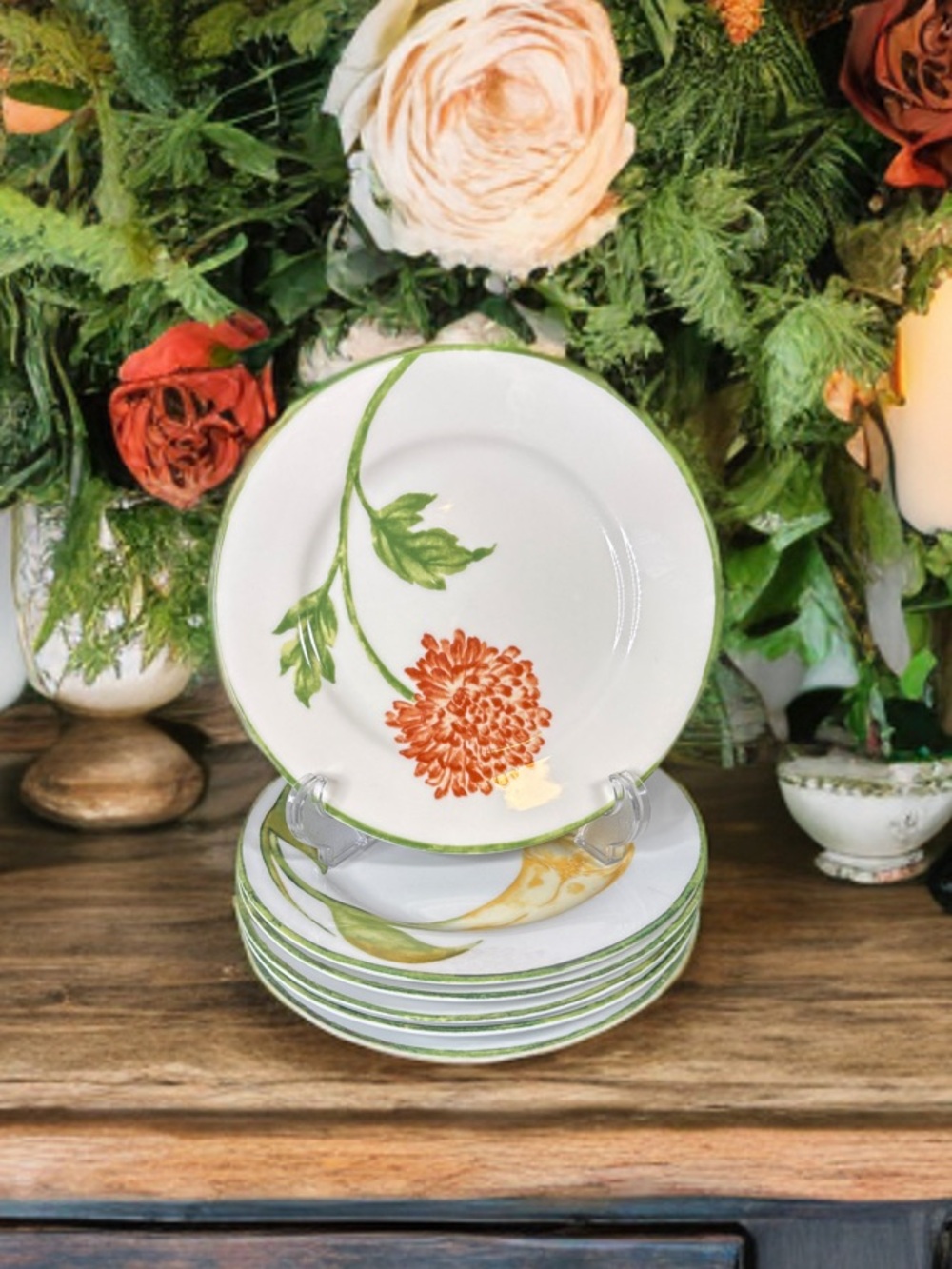 Vntg Pier 1 Porcelain Salad/Desert plate. Set of 6